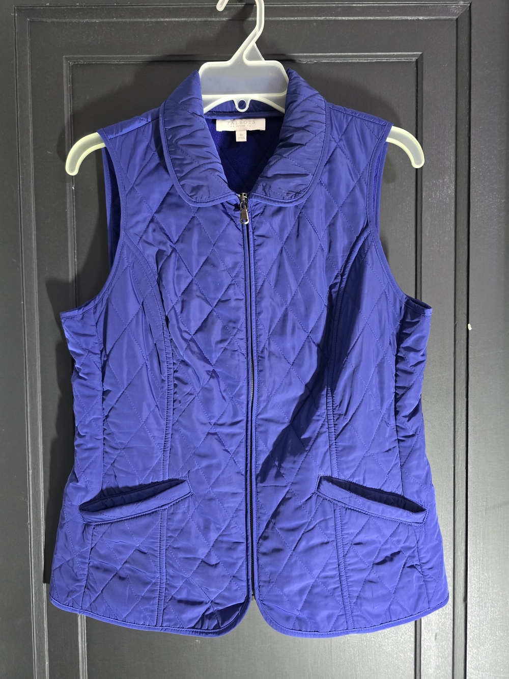 Talbots Quilted Sleeveless Vest in Royal Blue